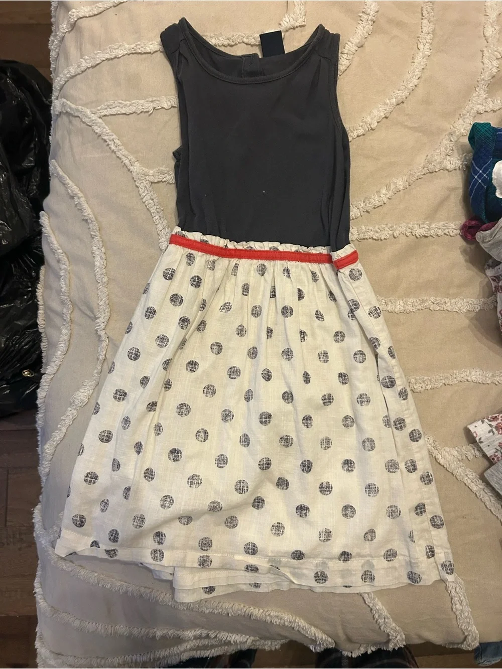 Carter's Black and White Polka Dot Waist Dress with Red Trim
